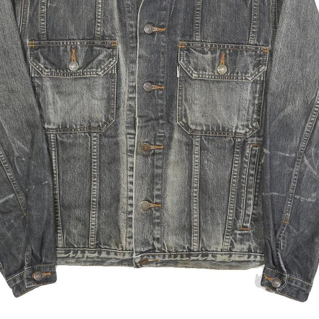 LEVI'S Mens Black Denim Button Jacket S Cotton Classic Casual Retro Style