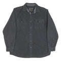 GRIZZLY MOUNTAIN Mens Black Cotton Blend Shirt L Button Front Casual Outdoor