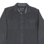 GRIZZLY MOUNTAIN Mens Black Cotton Blend Shirt L Button Front Casual Outdoor