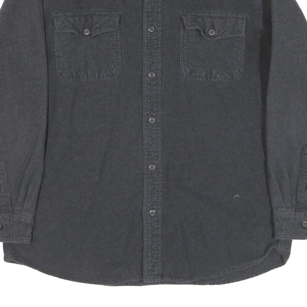 GRIZZLY MOUNTAIN Mens Black Cotton Blend Shirt L Button Front Casual Outdoor