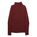 UNIQLO Womens Maroon Wool Blend Plain Roll Neck Basic Knit Jumper Size S