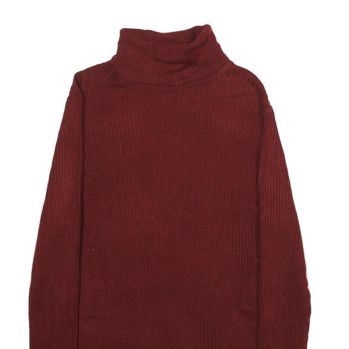 UNIQLO Womens Maroon Wool Blend Plain Roll Neck Basic Knit Jumper Size S