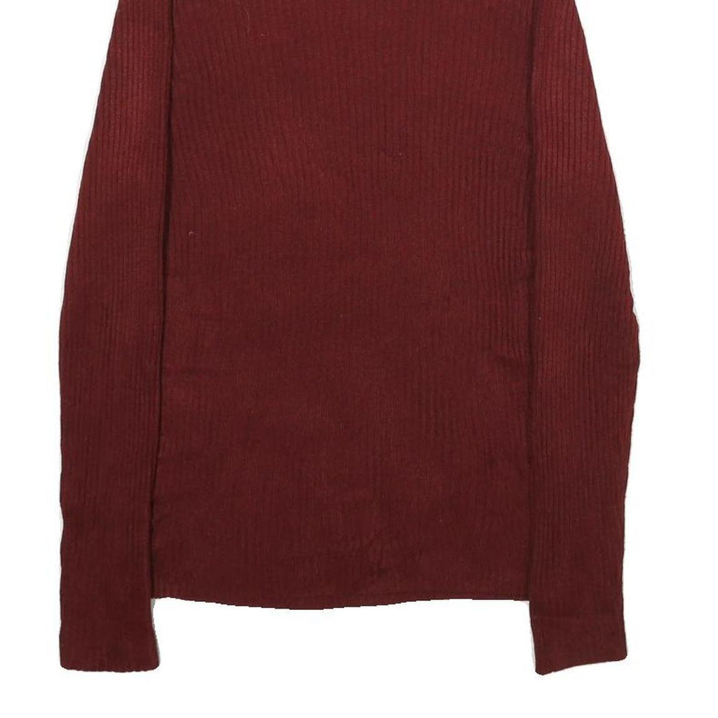 UNIQLO Womens Maroon Wool Blend Plain Roll Neck Basic Knit Jumper Size S