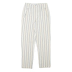 VANILLA Womens Cotton Blend White & Beige Stripe Regular Fit Straight Leg