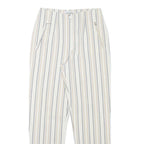 VANILLA Womens Cotton Blend White & Beige Stripe Regular Fit Straight Leg