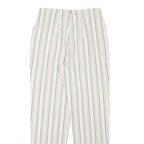 VANILLA Womens Cotton Blend White & Beige Stripe Regular Fit Straight Leg