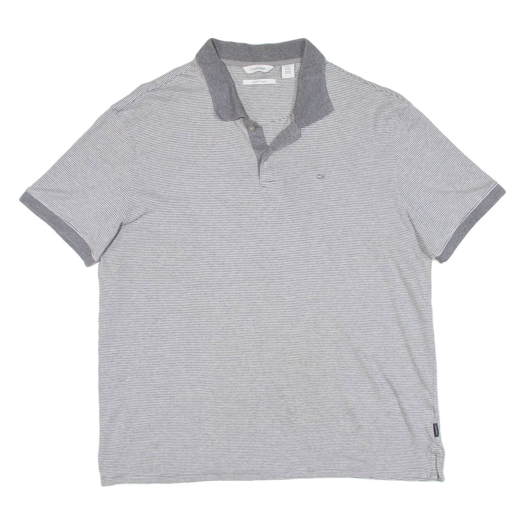 CALVIN KLEIN Mens Polo Shirt Grey Striped M