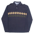 TOMMY HILFIGER Mens Polo Shirt Blue 90s Argyle Long Sleeve XL