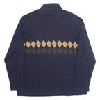 TOMMY HILFIGER Mens Polo Shirt Blue 90s Argyle Long Sleeve XL
