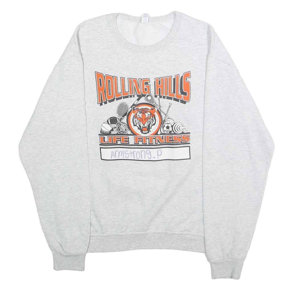 JERZEES Mens Grey Rolling Hills Fitness Crew Neck M Cotton Blend Pullover