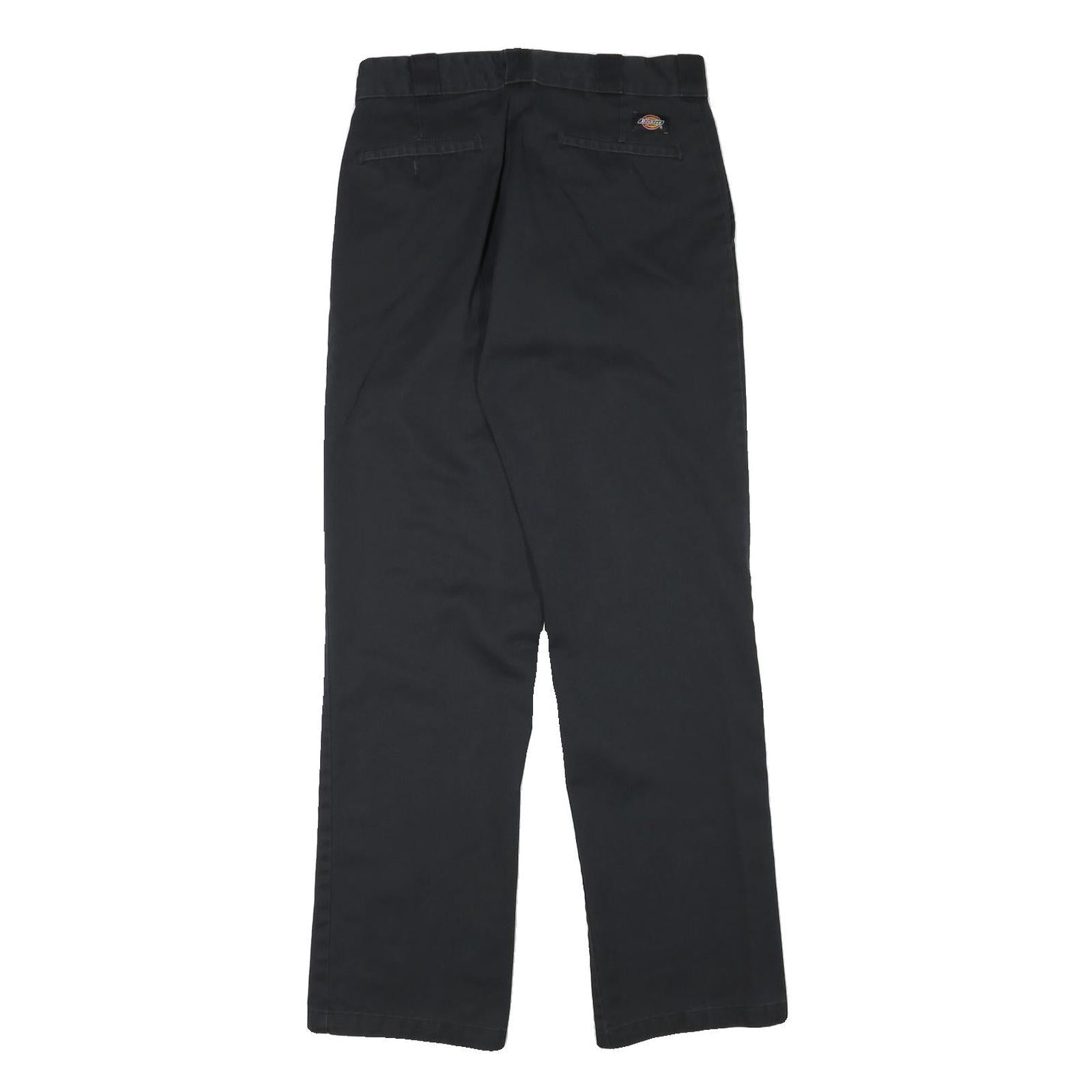 DICKIES Mens Black Regular Straight Fit Cotton Blend Trousers W30 L31 Workwear