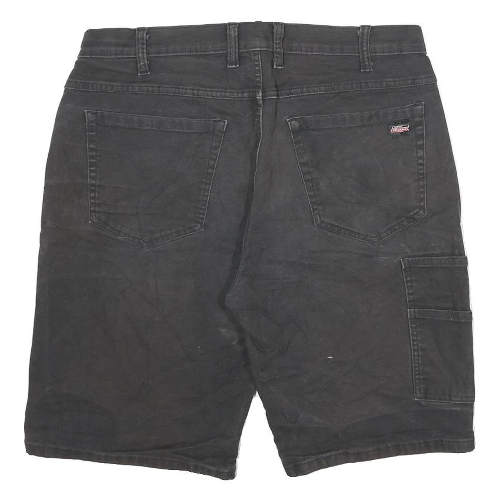 DICKIES Mens Shorts Black Cargo XL W32 Workwear Cotton Blend Casual