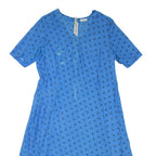 Womens Day Dress Blue Floral Short Sleeve Midi L