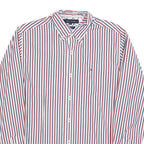 TOMMY HILFIGER Mens White & Red & Navy Striped Shirt S Button Down Cotton Blend