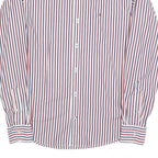 TOMMY HILFIGER Mens White & Red & Navy Striped Shirt S Button Down Cotton Blend