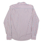 TOMMY HILFIGER Mens White & Red & Navy Striped Shirt S Button Down Cotton Blend