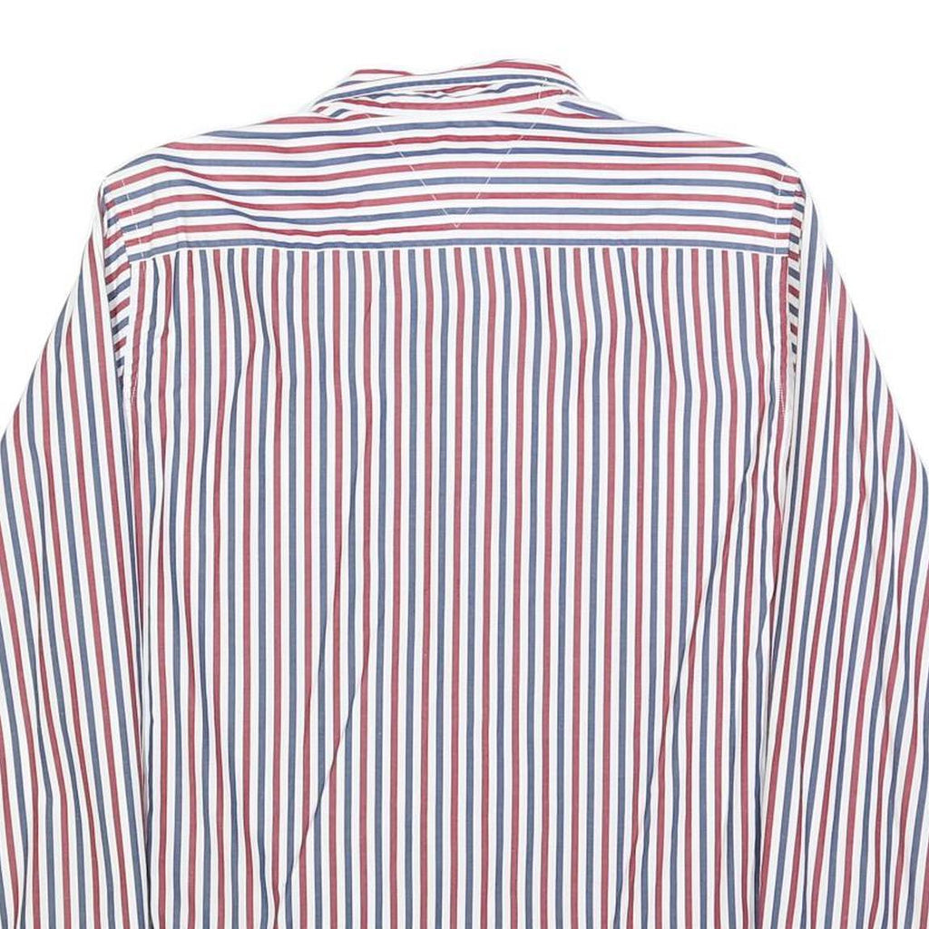 TOMMY HILFIGER Mens White & Red & Navy Striped Shirt S Button Down Cotton Blend