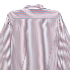 TOMMY HILFIGER Mens White & Red & Navy Striped Shirt S Button Down Cotton Blend