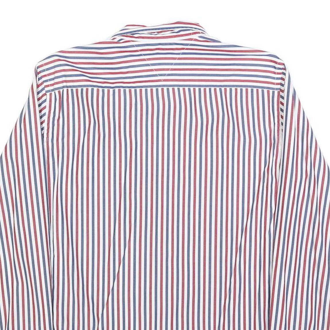 TOMMY HILFIGER Mens White & Red & Navy Striped Shirt S Button Down Cotton Blend