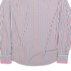 TOMMY HILFIGER Mens White & Red & Navy Striped Shirt S Button Down Cotton Blend