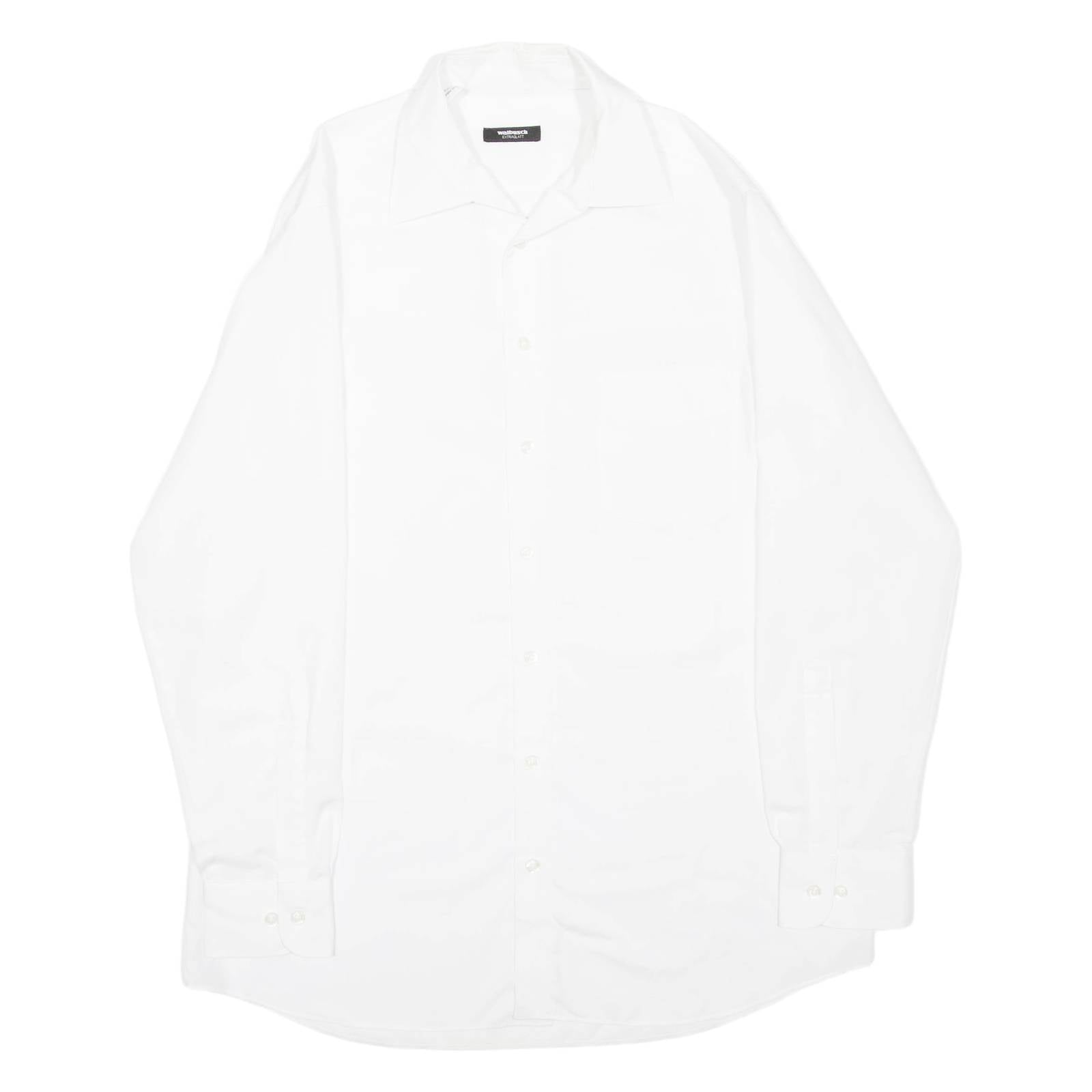 WALBUSCH Mens Plain Shirt White Long Sleeve L