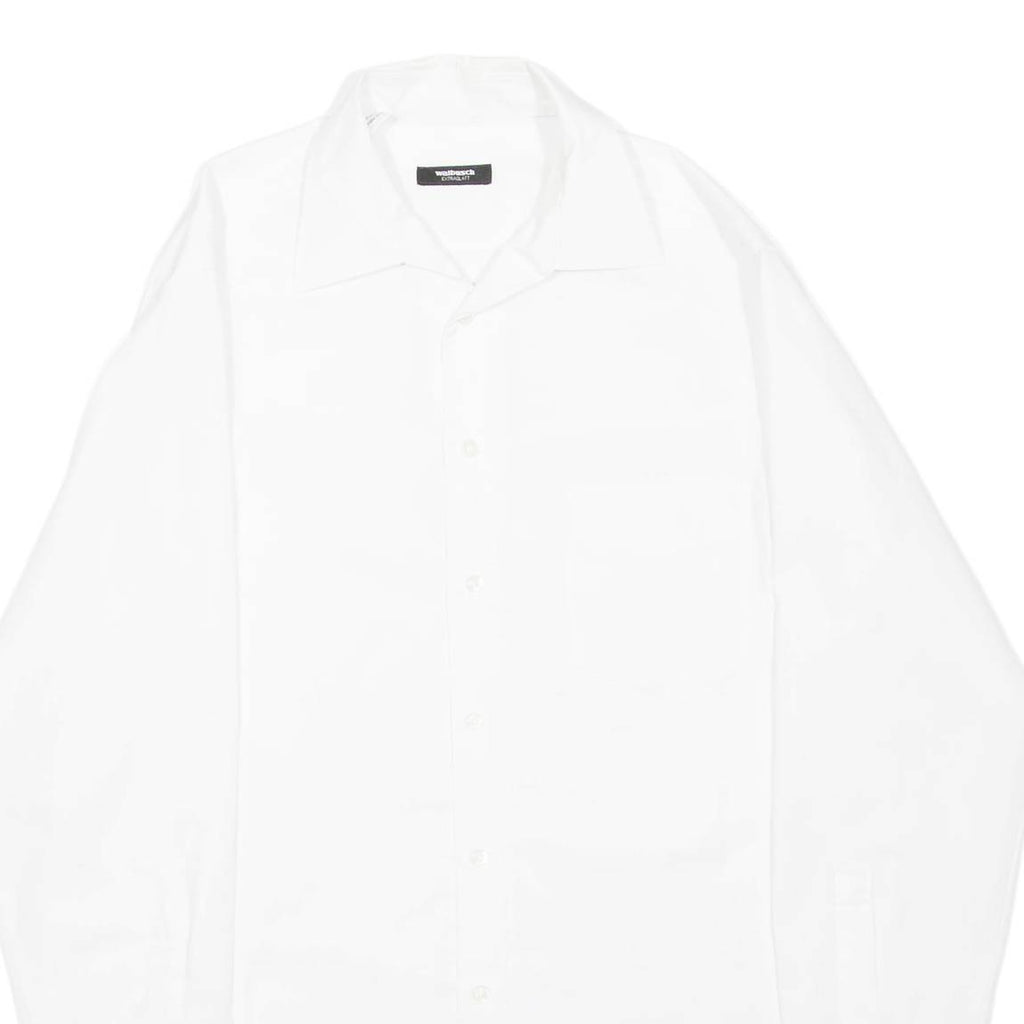 WALBUSCH Mens Plain Shirt White Long Sleeve L