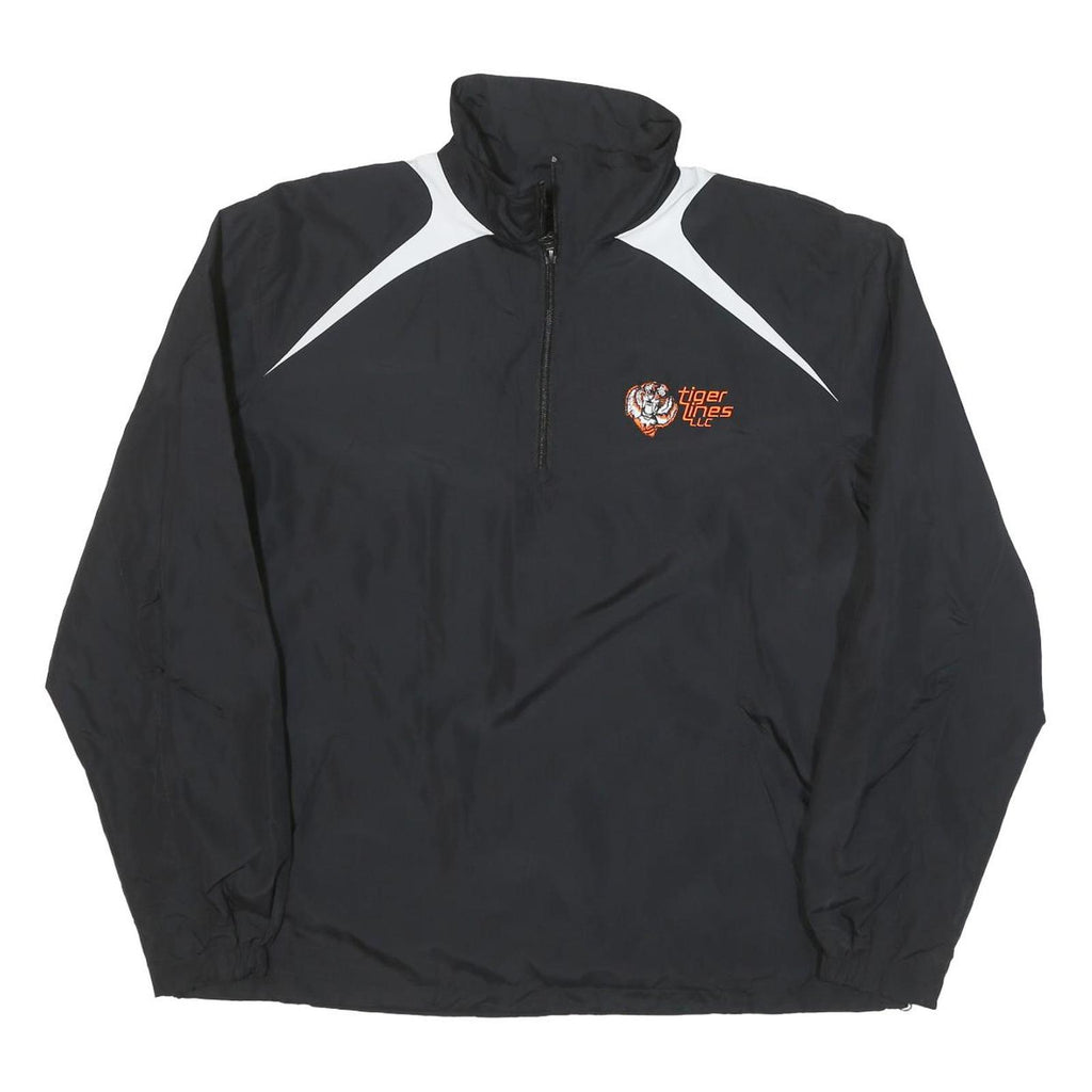SPORT TEK Mens Black & White Tiger Lines Logo Zip Jacket M Polyester Blend Plain