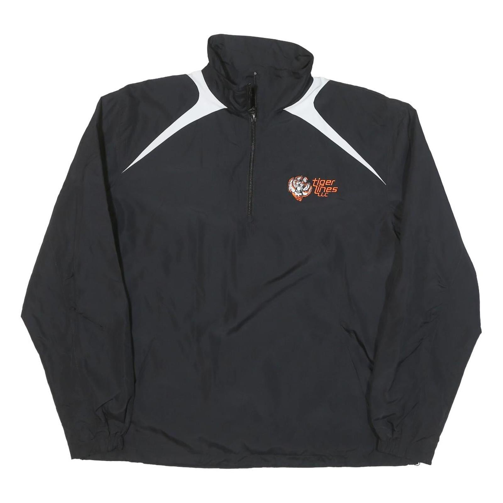 SPORT TEK Mens Black & White Tiger Lines Logo Zip Jacket M Polyester Blend Plain