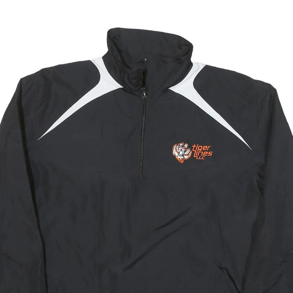 SPORT TEK Mens Black & White Tiger Lines Logo Zip Jacket M Polyester Blend Plain