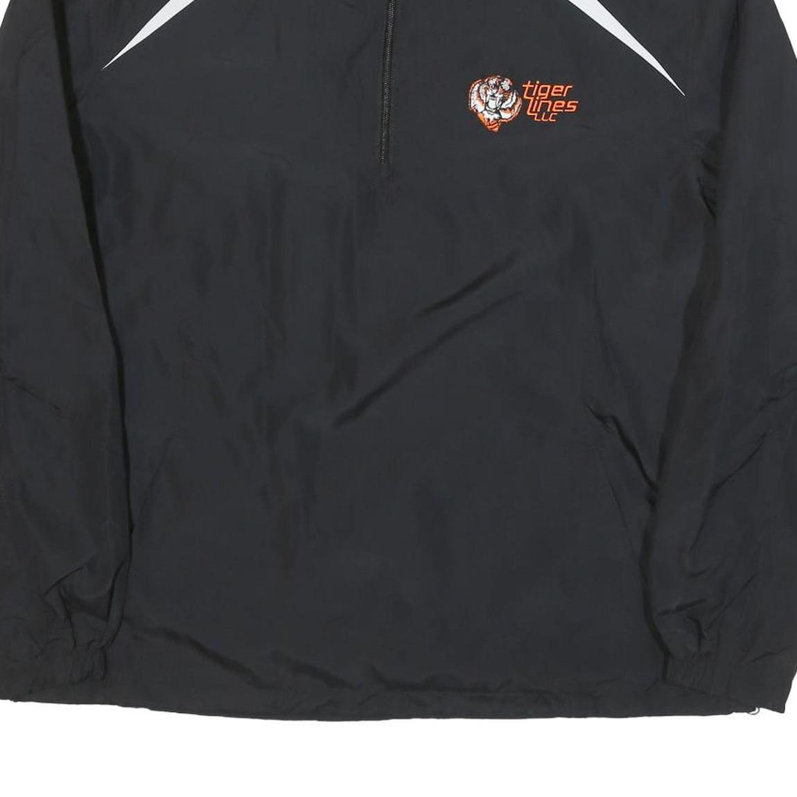 SPORT TEK Mens Black & White Tiger Lines Logo Zip Jacket M Polyester Blend Plain