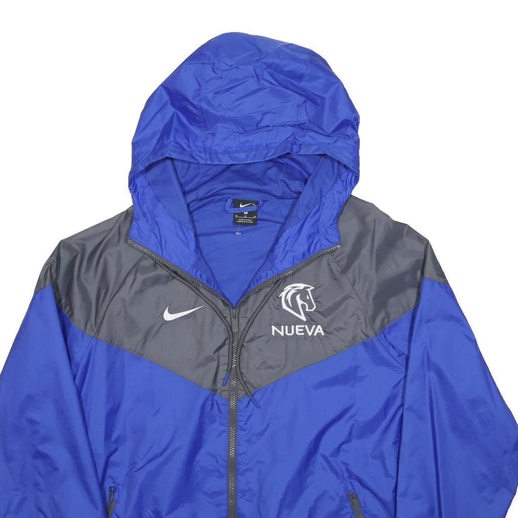 NIKE Mens Blue & Grey Zip Front Hooded Jacket M Polyester Lightweight