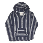 Womens Navy & White Striped Pullover Hoodie M Cotton Blend Casual