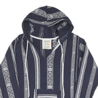 Womens Navy & White Striped Pullover Hoodie M Cotton Blend Casual