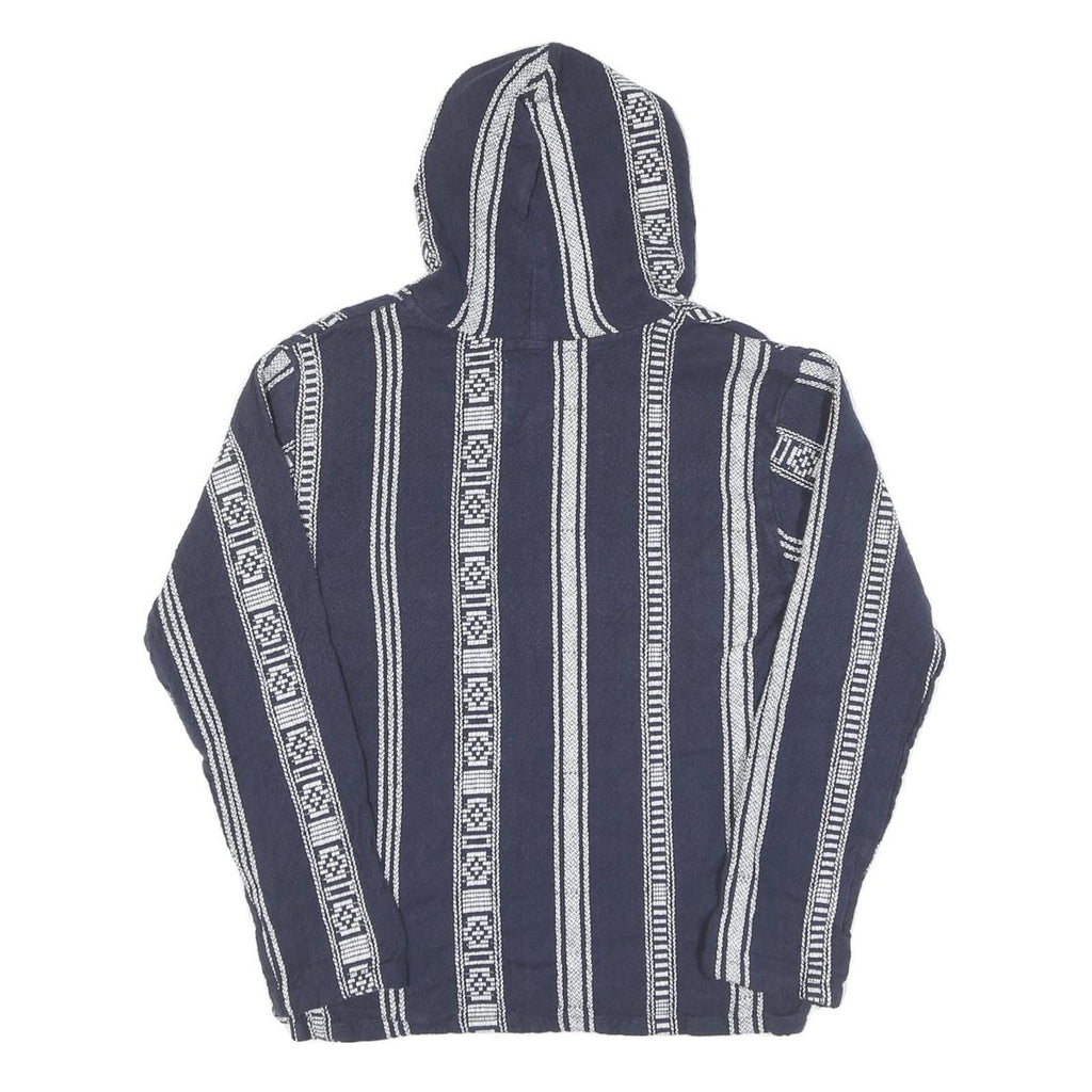 Womens Navy & White Striped Pullover Hoodie M Cotton Blend Casual