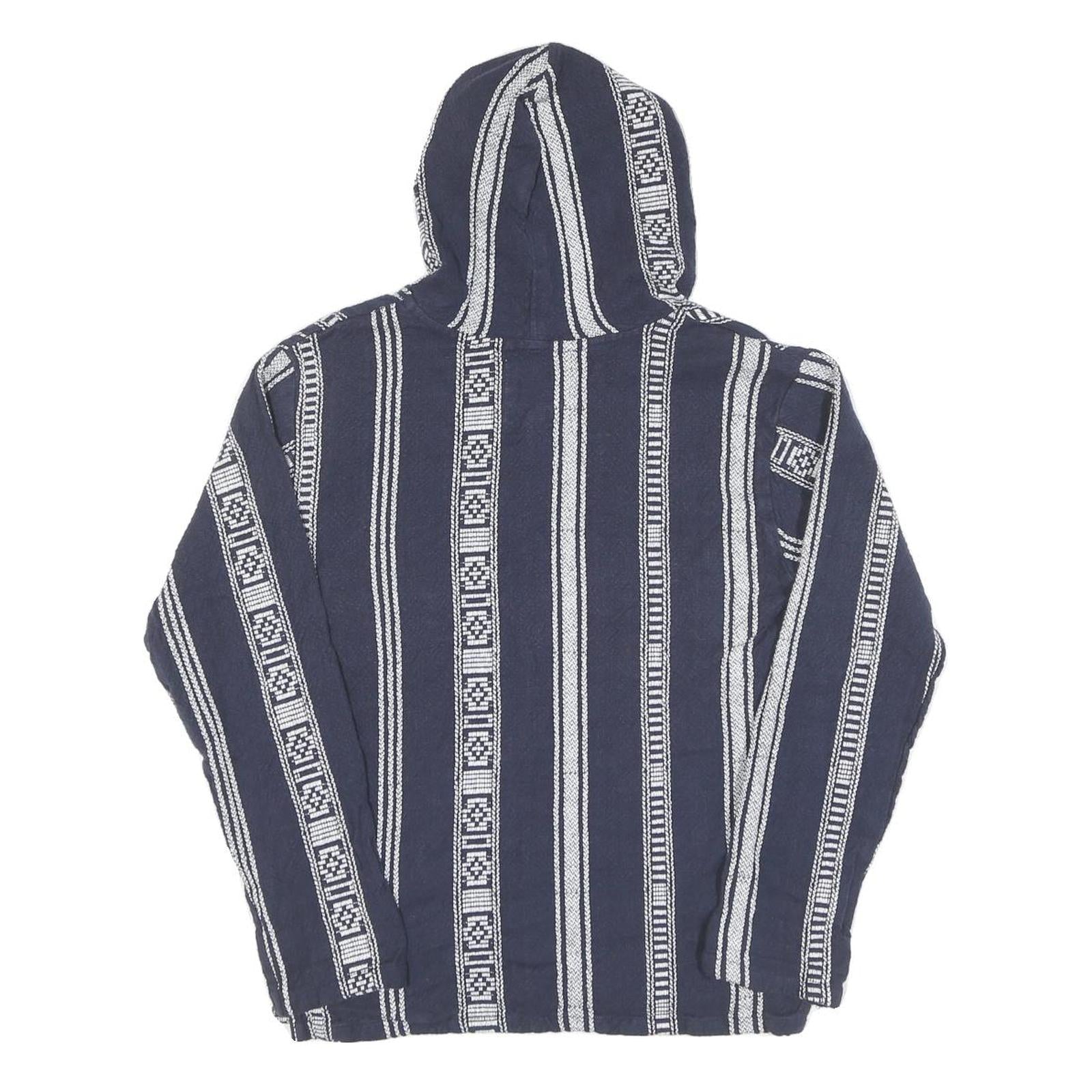 Womens Navy & White Striped Pullover Hoodie M Cotton Blend Casual