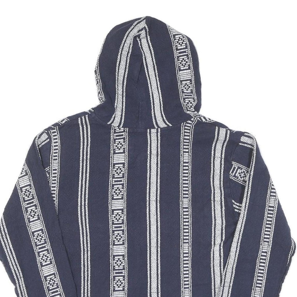 Womens Navy & White Striped Pullover Hoodie M Cotton Blend Casual