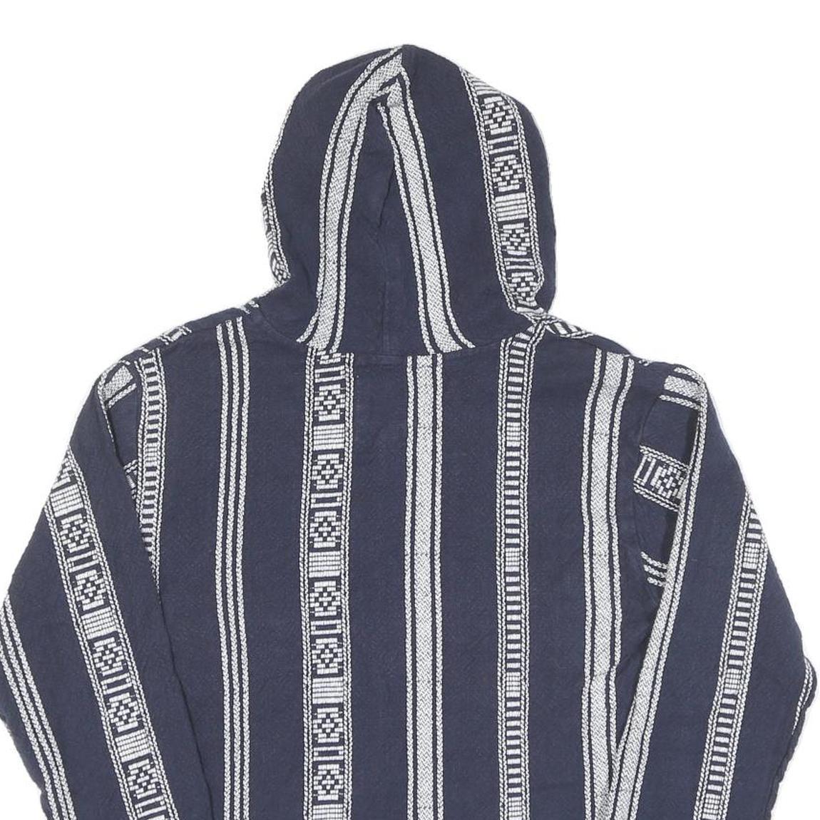 Womens Navy & White Striped Pullover Hoodie M Cotton Blend Casual