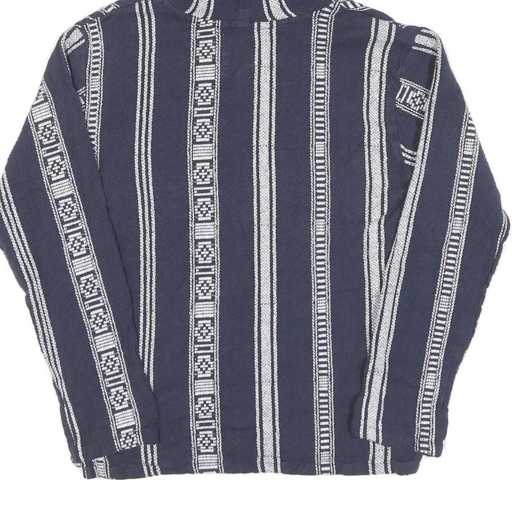 Womens Navy & White Striped Pullover Hoodie M Cotton Blend Casual