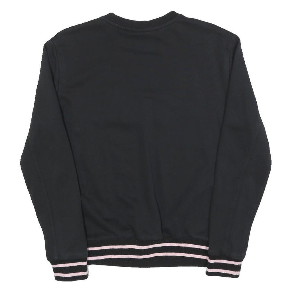 FILA Womens Black Colourblock Crew Neck S Sweatshirt Casual Logo Striped Cuffs