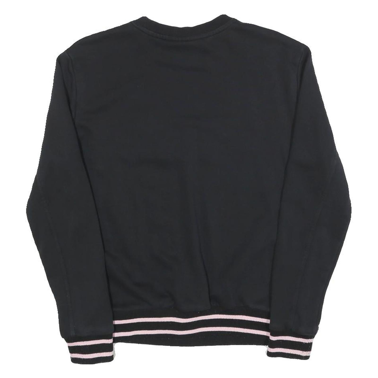 FILA Womens Black Colourblock Crew Neck S Sweatshirt Casual Logo Striped Cuffs