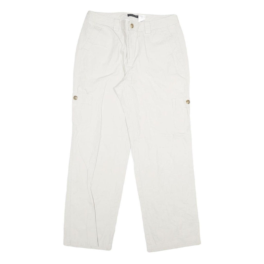 DOCKERS Womens Cotton White Regular Straight Trousers W32 L29 Casual Zip