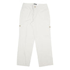DOCKERS Womens Cotton White Regular Straight Trousers W32 L29 Casual Zip