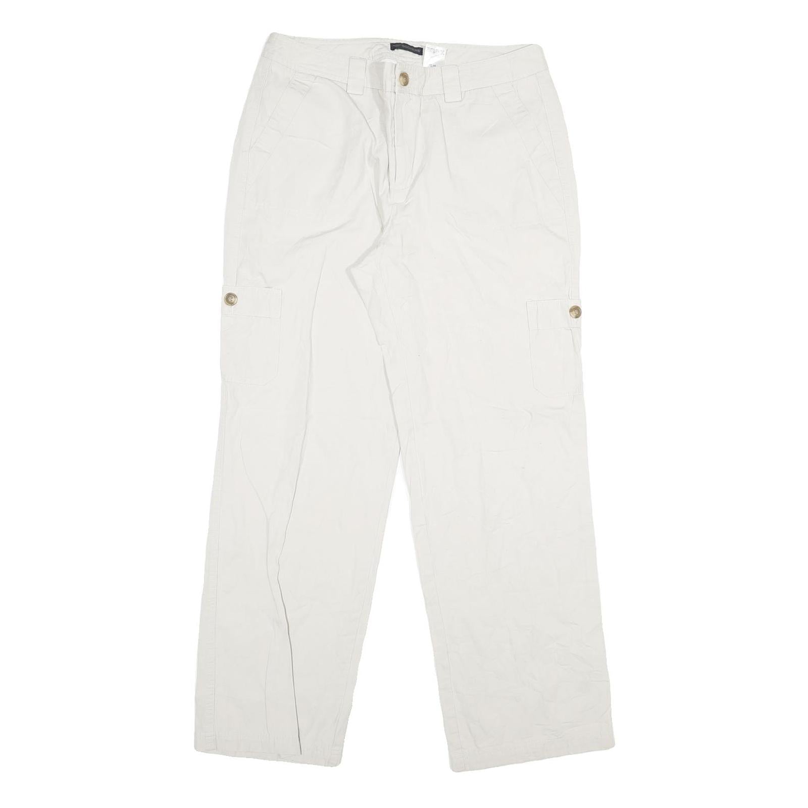 DOCKERS Womens Cotton White Regular Straight Trousers W32 L29 Casual Zip