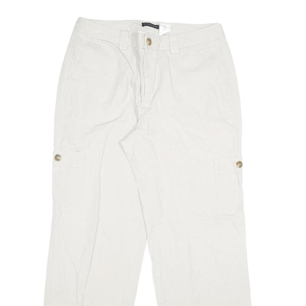 DOCKERS Womens Cotton White Regular Straight Trousers W32 L29 Casual Zip