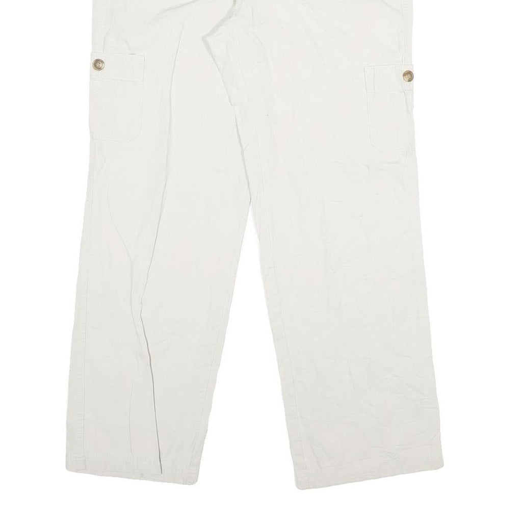 DOCKERS Womens Cotton White Regular Straight Trousers W32 L29 Casual Zip