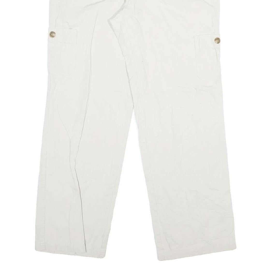 DOCKERS Womens Cotton White Regular Straight Trousers W32 L29 Casual Zip