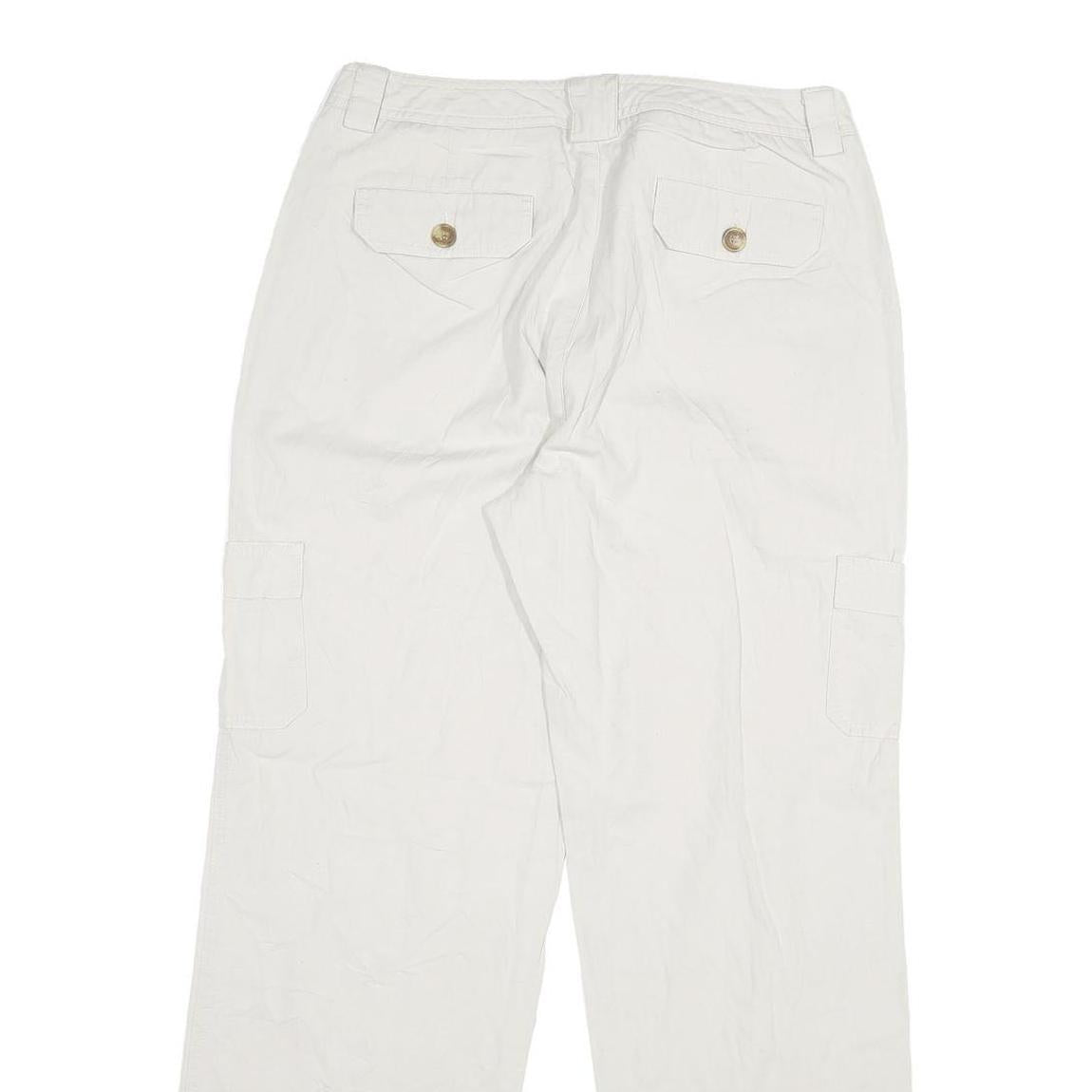 DOCKERS Womens Cotton White Regular Straight Trousers W32 L29 Casual Zip