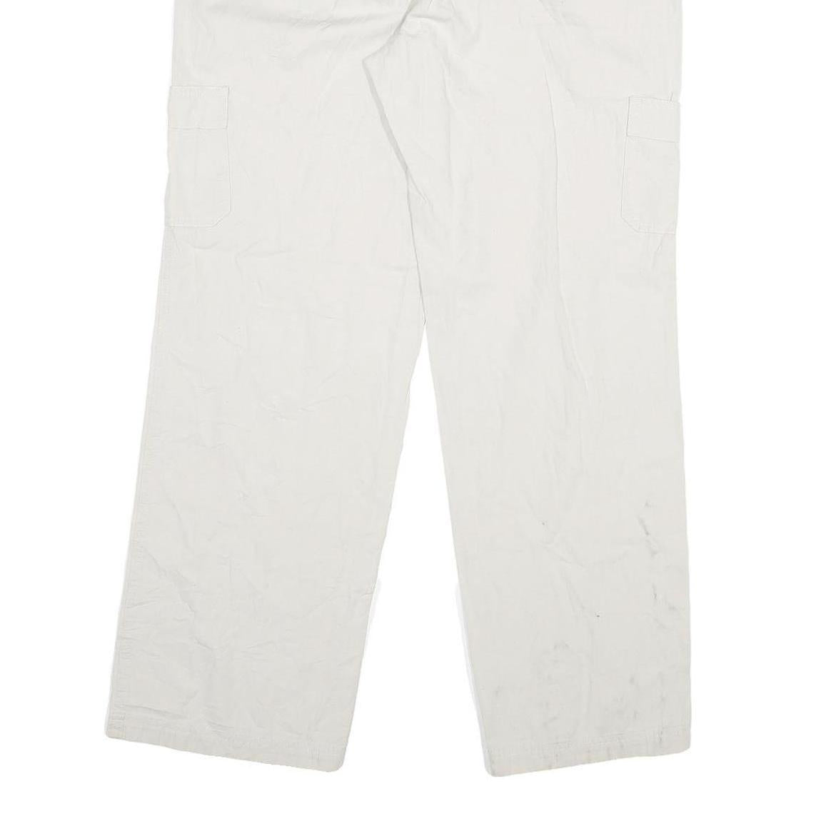 DOCKERS Womens Cotton White Regular Straight Trousers W32 L29 Casual Zip