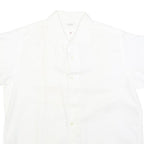 Womens White Plain Shirt M Cotton Blend Regular Fit Button Collar Casual