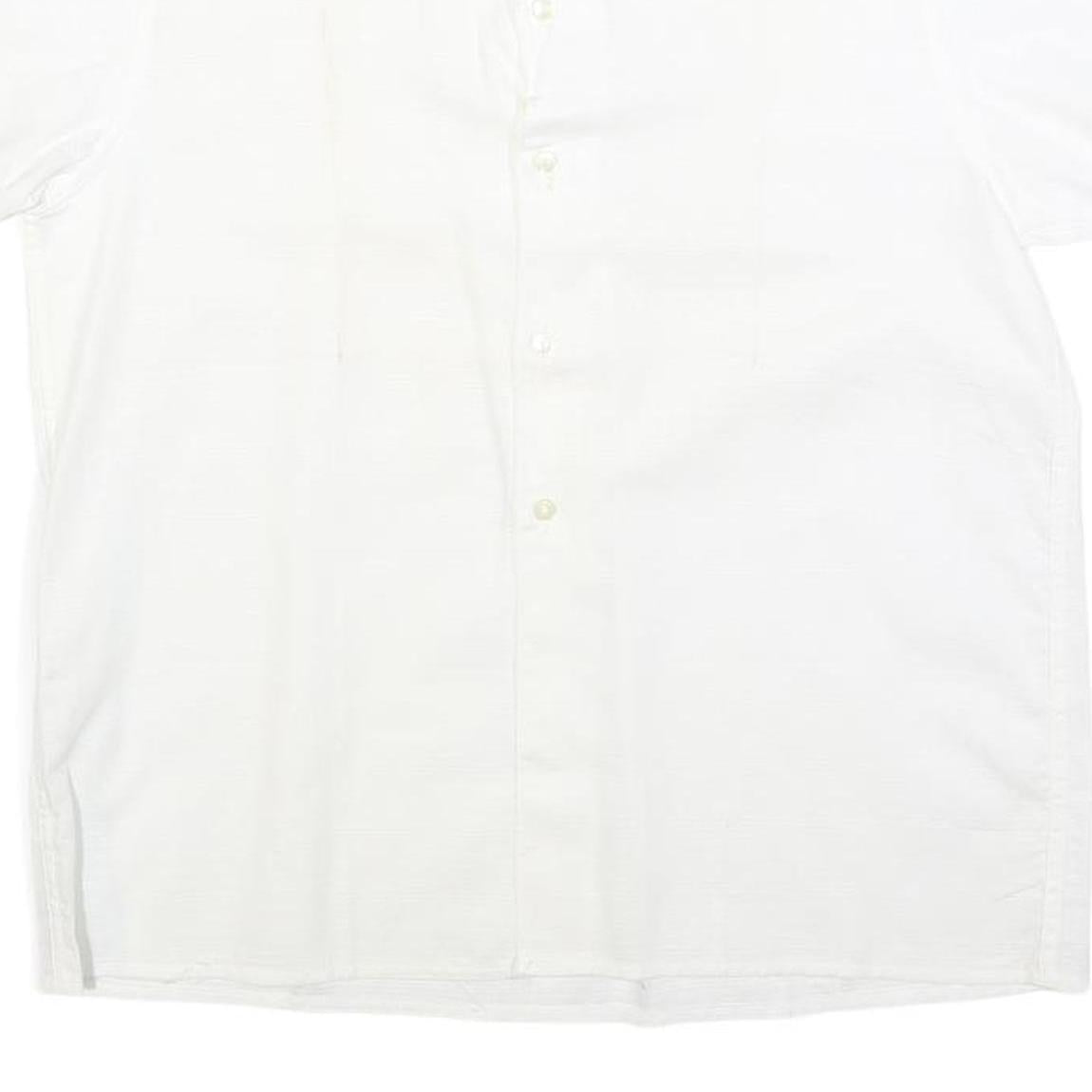 Womens White Plain Shirt M Cotton Blend Regular Fit Button Collar Casual